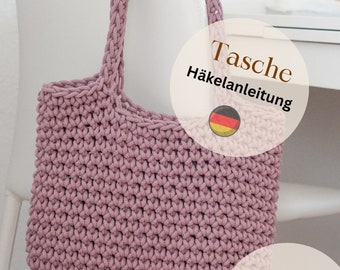 PDF "GERMAN" crochet pattern for a bag shopper shoulder bag shoulder bag beach bag wool bag shopping bag summer bag