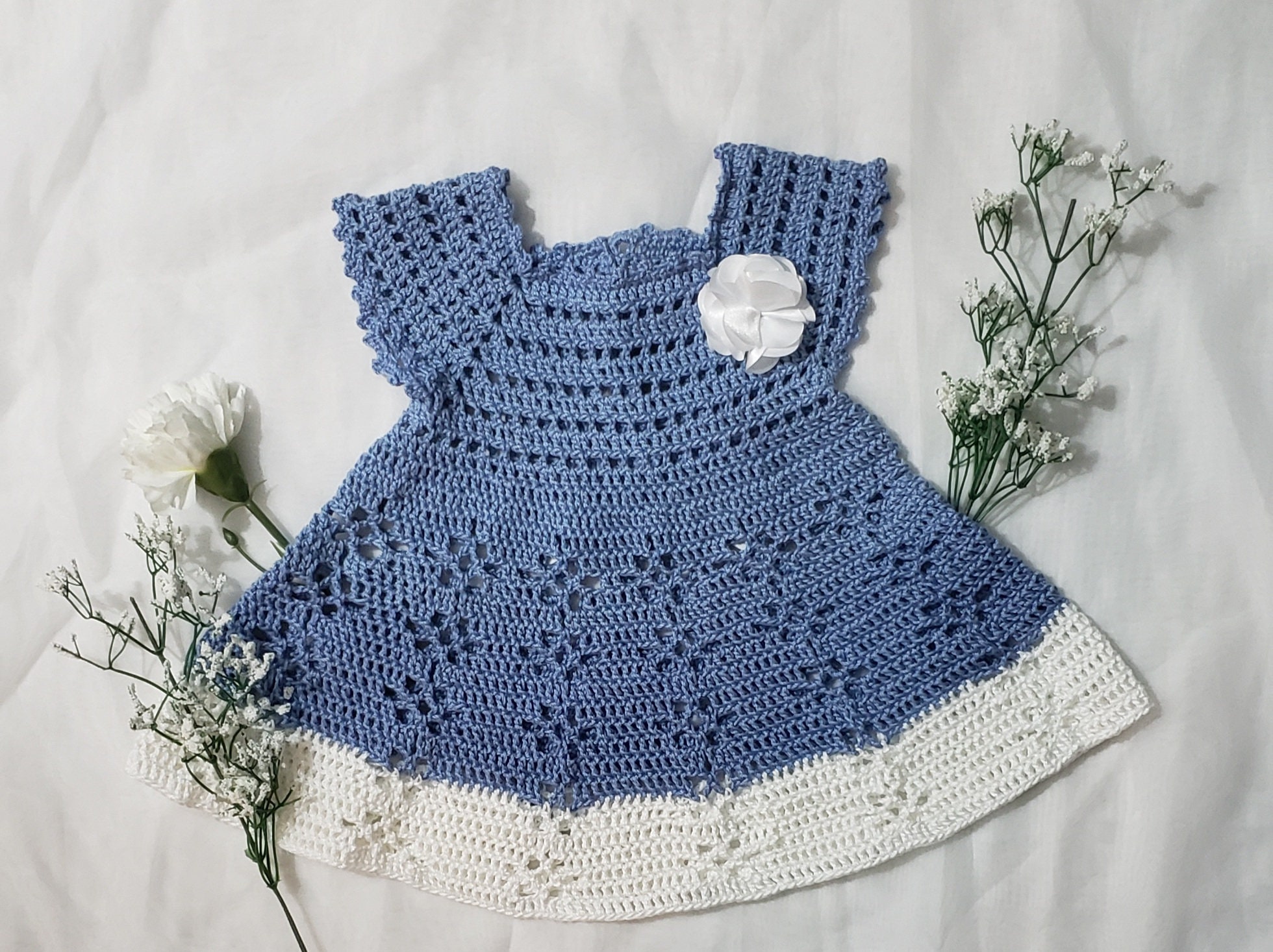 Baby blue top crochet dress