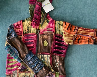Patchwork cotton zip up kids hoody| hippy| multicoloured