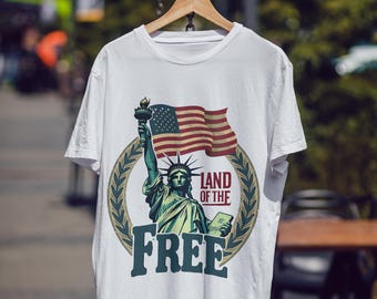 Patriotic Statue of Liberty T-Shirt, Land of the Free Cotton Tee
