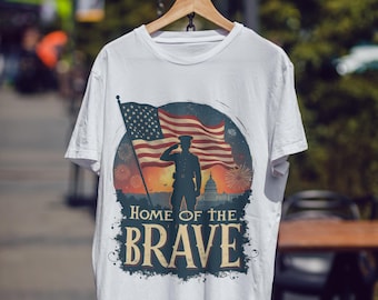 Patriotic Home of the Brave T-Shirt, 100% Cotton Graphic Tee