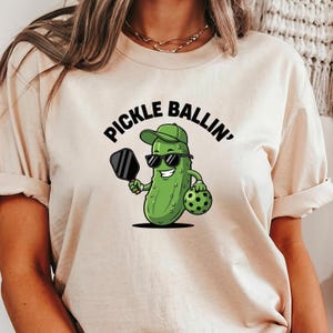 Comfort Colors Pickleball Shirt, Pickle Ballin T-Shirt, Funny Pickleball Player Tee, Sports Racquetball Shirt