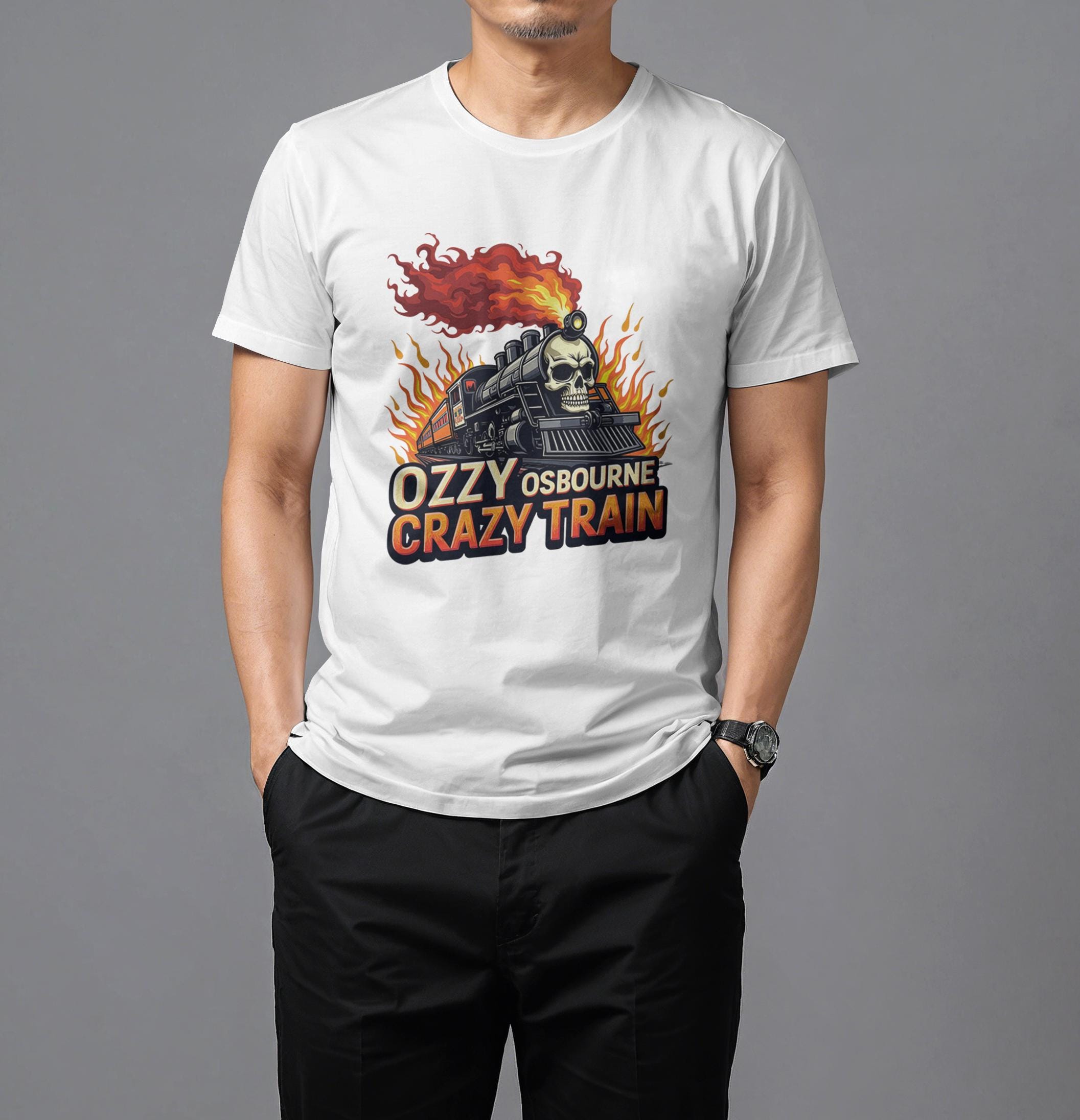 T-shirt Ozzy Osbourne Crazy Train - 100% Coton - Tailles S à 5XL - Neuf Avec étiquettes