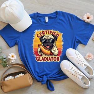 Funny Hot Dog Gladiator T-Shirt: Meme Foodie Tee