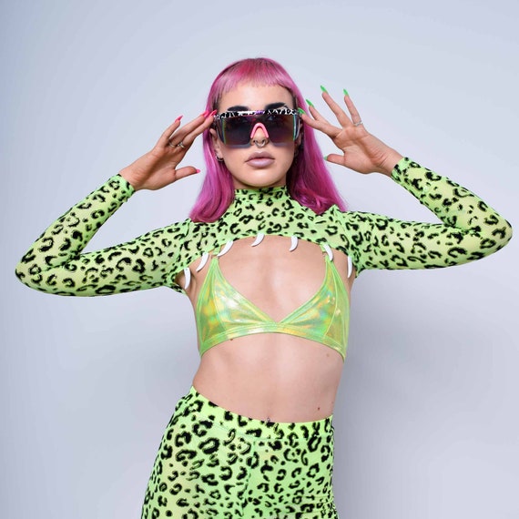 Uv Reactive Neon Green Leopard Print 