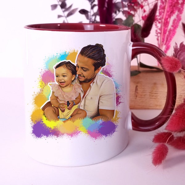 Personalisierte Tasse  Familie, Baby, Freunde -Motiv Farbkleckse  /personalisierte Geschenke / Fototasse/ Geschenk für Sie/ Geschenk für Ihn