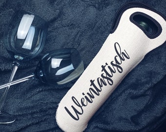 Bolsa de neopreno de lino personalizada para botellas de 0,75l, bolsa de vino, bolsa raki/ bolsa térmica acolchada aislada - / Regalo del Día del Padre