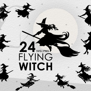 Pakiet Witch SVG, Broomstick SVG, Witchcraft SVG, Halloween SVG, Spells SVG, Png, Pliki SVG dla Cricut, Sylwetka, Projekt sublimacji