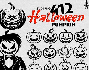 Pumpkin Face SVG Bundle, Pumpkin Face PNG Bundle, Pumpkin Face Clipart, Pumpkin Face SVG Cut Files for Cricut, Halloween Pumpkin Face Svg