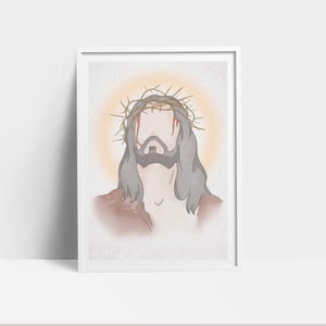 Jesus crown of thorns| Jesus Christ Art| Jesus Watercolor Portrait | Christ&#39;s Embrace|  jesus painting |LDS Art | Rescue | Religious Artwork