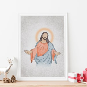 Jesus Art| Jesus Watercolor Portrait | Christ&#39;s Embrace|  jesus painting | LDS Art | Rescue | Peace in Christ | jesus wall art | printable