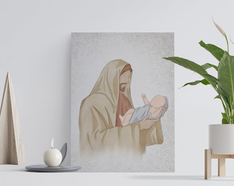 Christ's Embrace| Jesus Portrait| jesus baby painting| jesus print| jesus art| jesus wall art| jesus picture| jesus watercolor| home decor