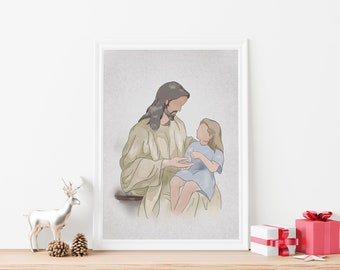 Christ's Embrace| Jesus kid Portrait| jesus painting| jesus print| jesus art| jesus wall art| jesus picture| jesus watercolor| home decor