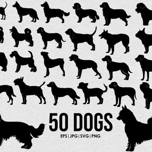 Hondenras silhouet BUNDEL, digitale download, silhouet SVG, hondenrassen DXF, honden terug SVG, clip art, hond terug SVG, circuit snijden bestanden