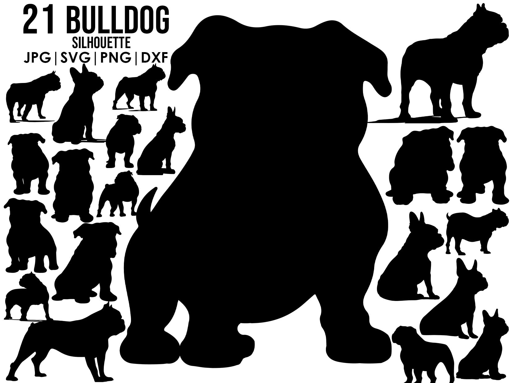 Bulldog Silhouette Svg Bundle Dog Svg Files for Cricut Clipart Vector ...