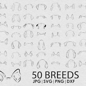 Hund SVG Bundle, 50 Hund Zeichnung SVG, Tattoo, Strichzeichnung, DXF, PNG Bundle, digitaler Download, kompatibel mit Cricut Silhouette, Hund Clipart