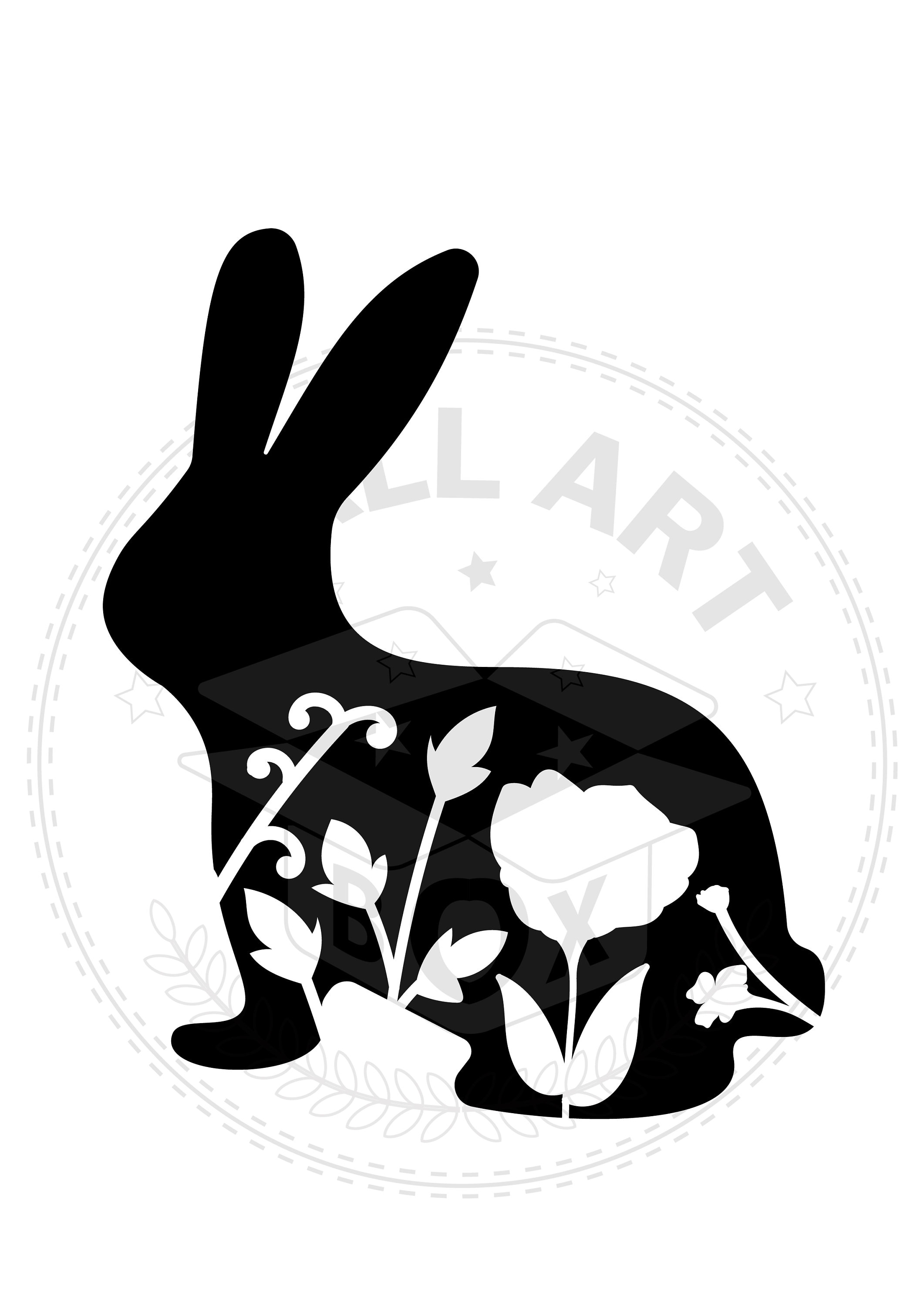 Floral Rabbit SVG Rabbit Silhouette for Cricut and Cut File Flower ...