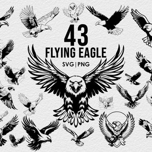 Può includere: Un set di 43 illustrazioni vettoriali di aquile in volo in bianco e nero. Le immagini sono in una varietà di pose e angoli, e sono perfette per l'uso in progetti digitali o per la stampa.