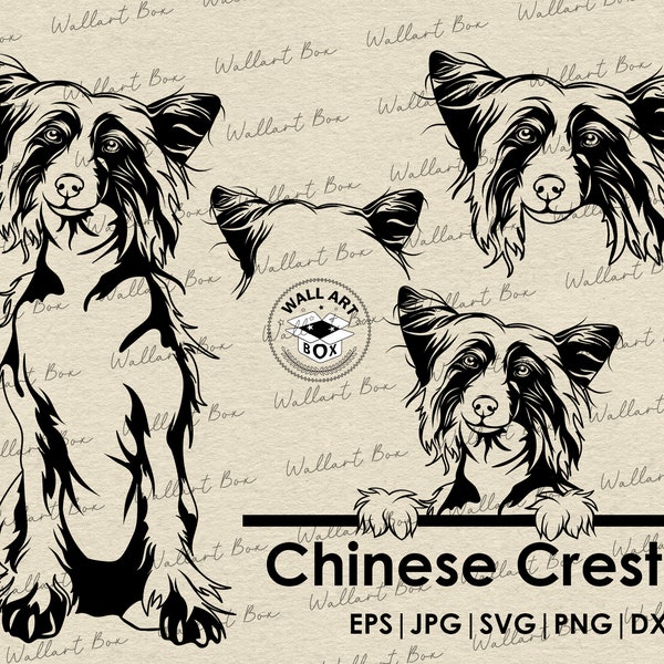 Chinese crested svg dog full body peeking head ears files for Cricut| Clipart| Vector|  PNG| dxf| printable| Cricut Silhouette| Commercial