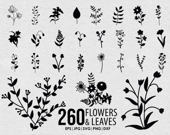 260+ Wildflower SVG Bundle bouquet Vector Wildflower Silhouette floral Clipart Cut file Birth flowers SVG files for cricut botanical vector