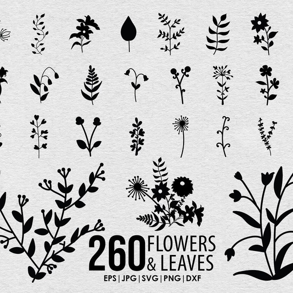 260+ Wildblumen SVG Bundle Bouquet Vektor Wildblumen Silhouette floral Clipart Schnittdatei Geburt Blumen SVG-Dateien für cricut botanischer Vektor