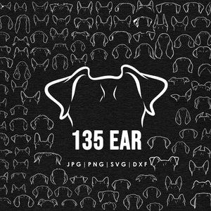 Hond Svg bundel, 135 hond oren tekening Svg, Tattoo, lijntekening, DXF, PNG bundel, digitale download, compatibel met Cricut silhouet, clipart