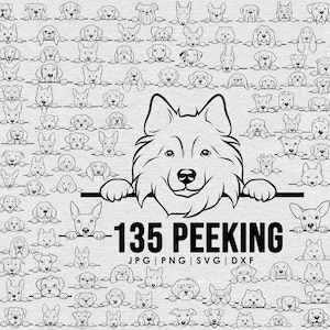 135 breed peeking DOG mega bundle drawing | clip art, SVG, Png, dxf, jpg File| Playful Peeking Dog Outline | Vector Cricut Cut Cutting