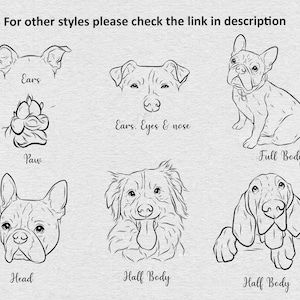 Custom Pet Outline Drawing, Dog Head Drawing, Pet Tattoo Design, Cat body Drawing, Dog Outline, Cat Outline, Pet Outline, DIGITAL file