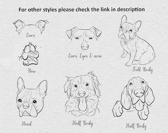 Custom Pet Outline Drawing, Dog Head Drawing, Pet Tattoo Design, Cat body Drawing, Dog Outline, Cat Outline, Pet Outline, DIGITAL file