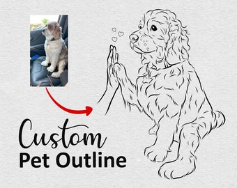 Custom Line Drawing Pet| Dog Portrait INK| Tattoo Commission| Line Art Illustration Print| Pet Sketch From Photo| Dog Outline| DIGITAL FILE