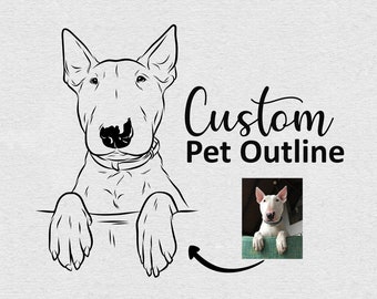 Custom Pet Outline Drawing, Dog Ear Drawing, Pet Tattoo Design, Cat body Drawing, Dog Outline, Cat Outline, Pet Outline, DIGITAL file