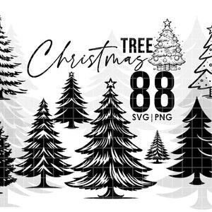 88 Pacchetto SVG ALBERO DI NATALE, Profilo dell'albero di Natale, Ornamenti di Natale in formato Svg, Albero di Natale in formato Svg, ClipArt di Natale, ClipArt dell'albero di pino