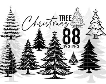 88 CHRISTMAS TREE SVG Bundle, Christmas Tree Outline, Christmas Ornaments Svg, Tree Christmas Svg, Christmas ClipArt, Pine Tree ClipArt
