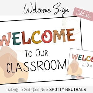 Cartel de bienvenida en el aula con tema de puntos neutros / Decoración del aula / EDITABLE!