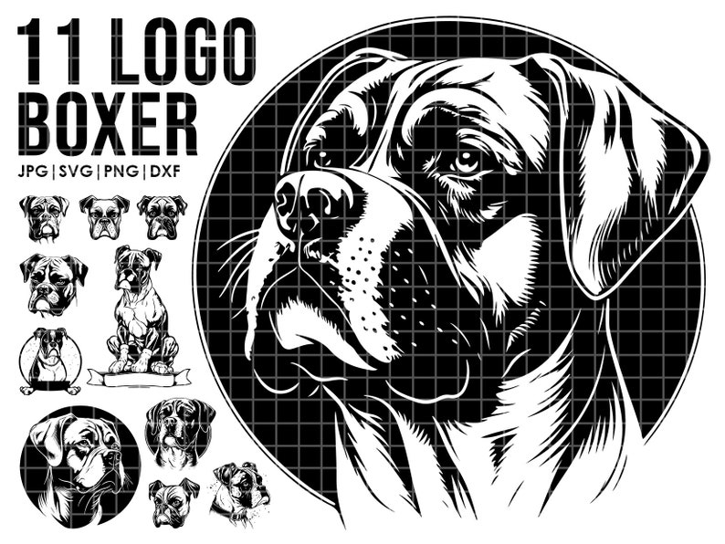 48 Boxer Dog SVG Mega Bundle Drawing Ear,full Body,peeking,silhouette ...