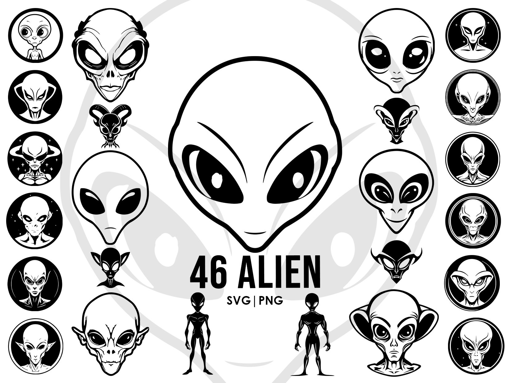 Alien Svg Bundle, Ufo Svg for Cricut, Alien Vector, Alien Head Svg ...
