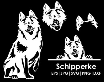 Schipperke Dog Head, Full body, Peeking, Dog Ear, files Cricut| Clipart| Vector| PNG| dxf | printable| Cricut, Silhouette, svg