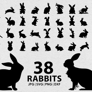 LAPIN SVG BUNDLE, svg de lapin de Pâques, Silhouette de lapin pour Cricut, lapin Bundle svg, lapin coupe fichiers, lapin Clipart, svg de printemps