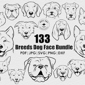 Dog head Svg Bundle,133 Dog Drawing Svg, Dog lover svg, Dog Moma Svg, Dog Dad svg, face print Svg, line  Drawing, Dog Tattoo, t-shirt, mug