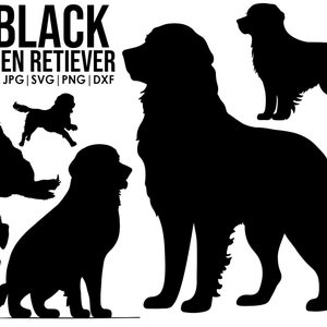 Golden retriever silhouette svg bundle Dog svg files for Cricut clipart Vector Image DXF Download printable png full body ears silhouette
