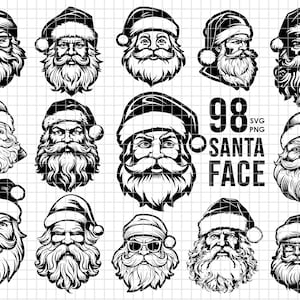 Santa SVG Santa Face SVG vintage Santa SVG Santa Claus SVG Noël SVG Vacances SVG Santa Silhouette Instabt Télécharger