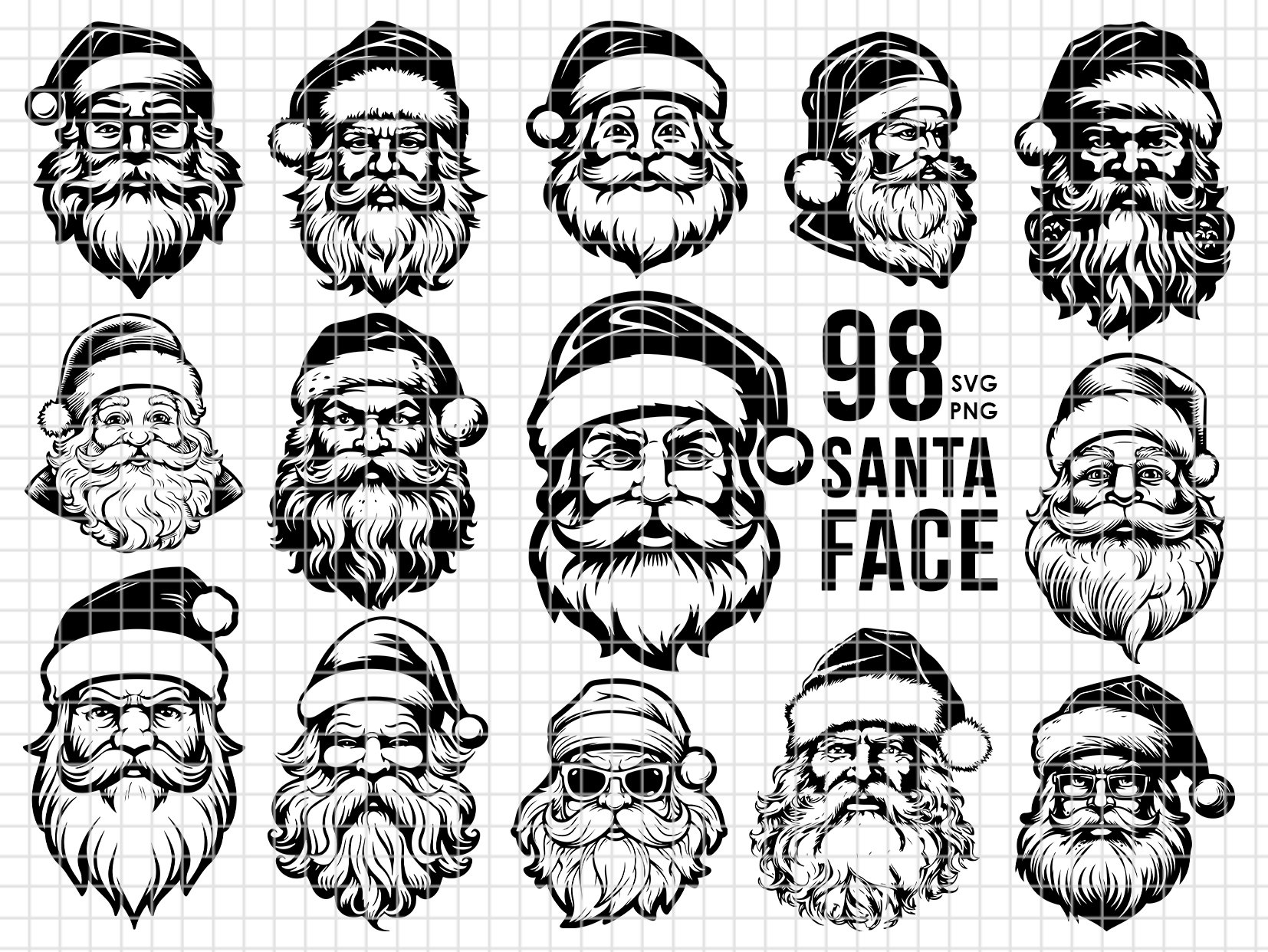 Santa SVG Santa Face Svg Vintage santa Svg Santa Claus svg Christmas Svg Holiday Svg Santa Silhouette Instabt Download