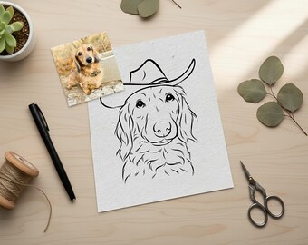 Custom Pet Portrait Line Drawing: Dog horse Cat Sketch, Outline Tattoo Design (Digital File)