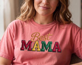Best Mama PNG, Embroidery Style Mama Shirt Design, Mothers Day PNG, Vintage Stitch Mama Graphic, Retro Mama Sublimation, Digital Download