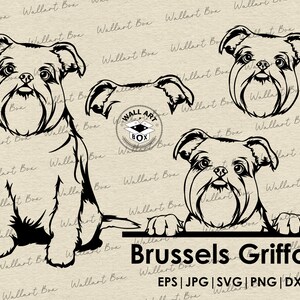 Brussels griffon Dog SVG Cricut/ Puppy Clipart/ Vector Image DXF Download/ printable art/ png/ Logo/ body peeking/ shirt/ Dog Svg/ Pet svg