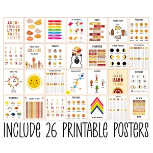 Conjunto de 26 carteles educativos, imprimibles para la escuela en casa, carteles del alfabeto, DESCARGA DIGITAL, decoración del aula Montessori, carteles de aprendizaje educativo