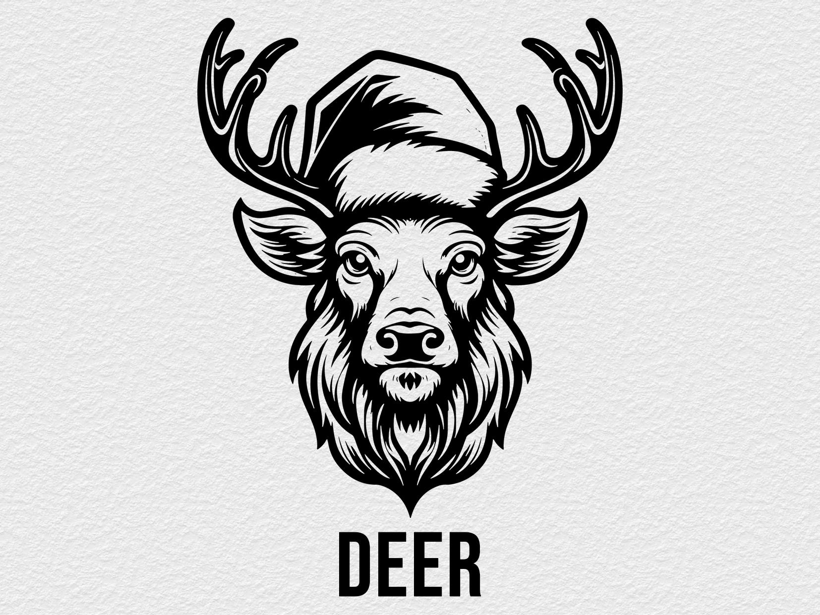 Deer Santa Hat SVG Reindeer Svg Christmas Svg Santa Silhouette Deer ...