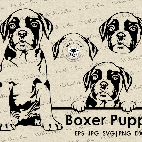 Boxer puppy Dog svg| Cute Dog svg files for Cricut| Peeking dog clipart| Vector Image DXF Download| printable art| png| Logo| body peeking