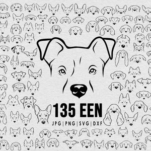 135 HONDENras oren, ogen, neuslijntekening, illustraties, PNG-bestand, SVG-bestand huisdier gezicht omtrek tekenen, hond oor hond unieke Tattoo digitale bestanden