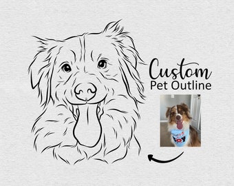 Custom Pet Outline Drawing, Dog Ear Drawing, Pet Tattoo Design, Cat body Drawing, Dog Outline, Cat Outline, Pet Outline, DIGITAL file